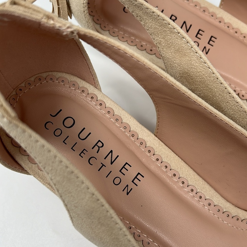 Journee Collection Bindi Nude Kitten Heel Bow and Tassels Side Cutouts Pump 11 - Picture 10 of 16